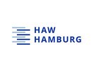 Logo grau blaue Streifen und blauer Schriftzug steht für das Haw Hamburg