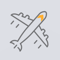Icon fliegendes Flugzeug symbolisiert Reisen in der FTK