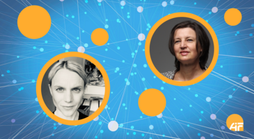Bild zwei Frauen in Kreisen und blauen Hintergrund: Ambassador InnovatorsNet 